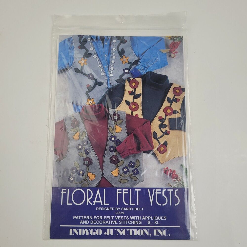 Floral Felt Vests Pattern By Sandy Belt Indygo Junction Inc. Uncut